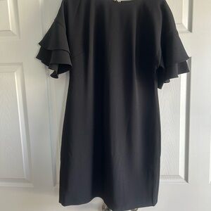 WHBM Elegant Black Ruffle Sleeve Dress